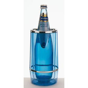 Pojemnik termoizolacyjny do butelek, kolor niebieski, średnica 12x23 cm | APS, 36034