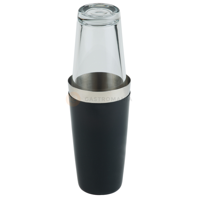 Shaker bostoński o powierzchni antypoślizgowej 0,7 l ze szklanką 0,4 l, czarny | APS, 93139
