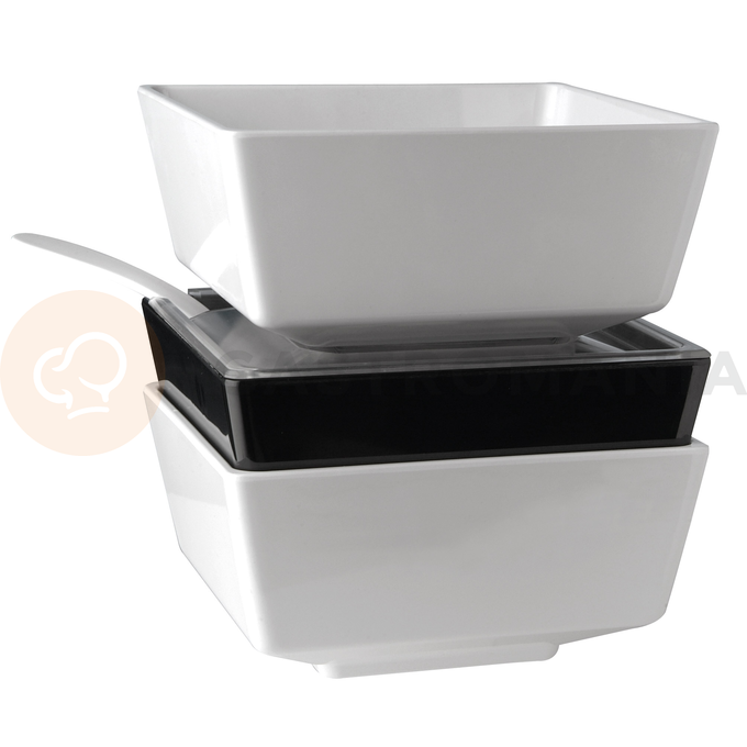Biała miska bufetowa z melaminy, kwadratowa 195x195x95 cm | APS, Float