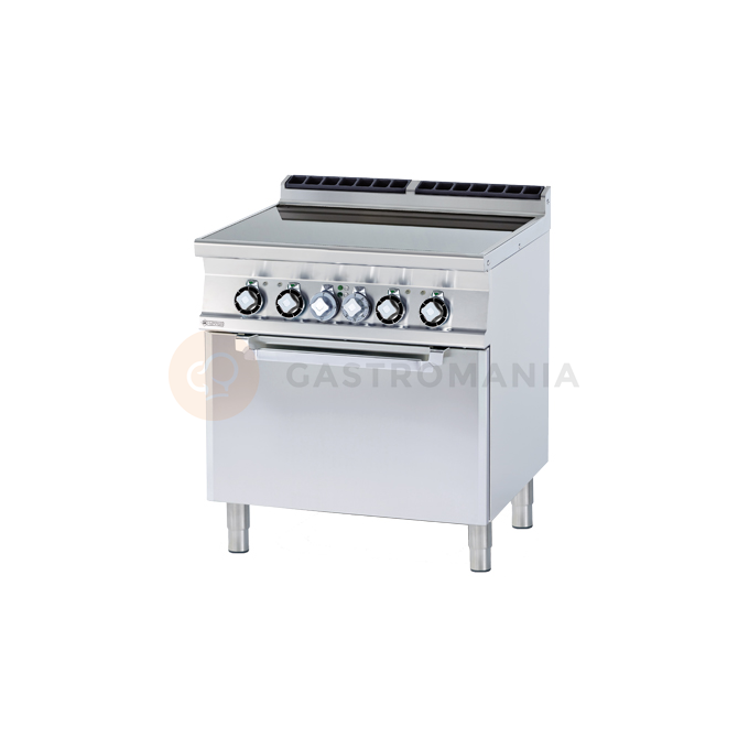 Kuchnia elektryczna ceramiczna z piekarnikiem 4x2,5 kW, płyta 750x570 mm, 800x700x900 mm | RM GASTRO, CFVC4-78 ET