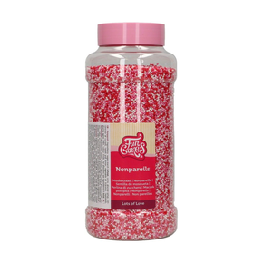 Posypka dekoracyjna Nonpareils Lotsoflove 800 g, czerwono-różowo-biała | FUNCAKES, F51615