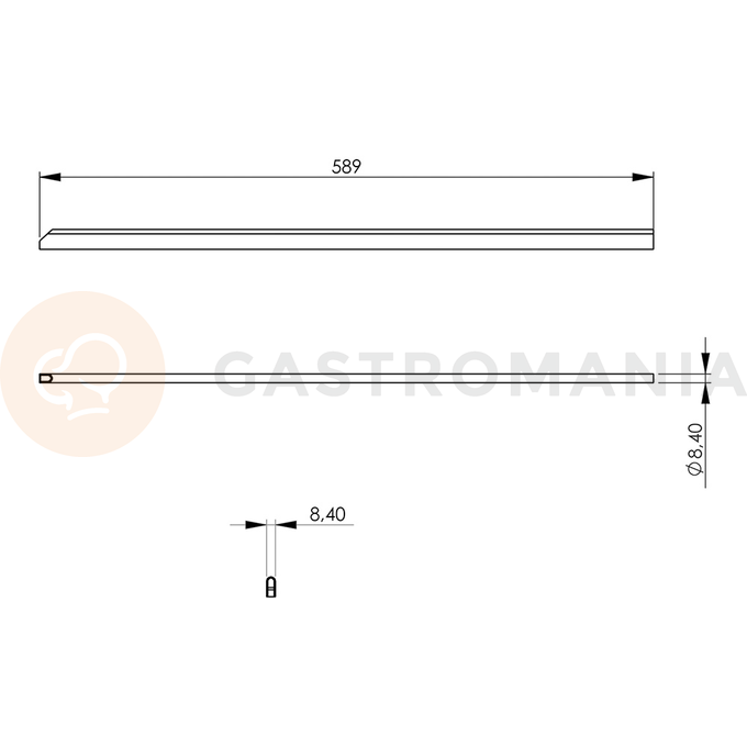 Listwa łącząca niska, krótka do urządzeń Stalgast linii 700, 8x589x19 mm | STALGAST, 9700071