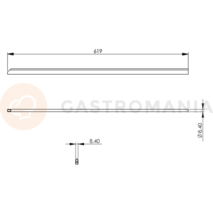 Listwa łącząca niska, średnia do urządzeń Stalgast linii 700, 8x619x19 mm | STALGAST, 9700072