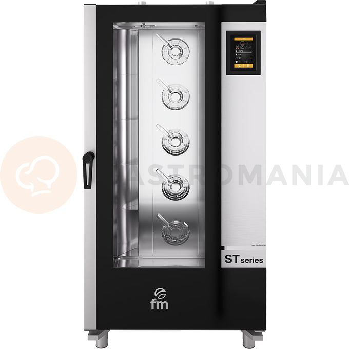Piec konwekcyjno-parowy piekarniczy elektryczny 16x 600x400 mm, sterowanie dotykowe, 885x980x1880 mm z wózkiem w komplecie | FM INDUSTRIAL, ST Series Bakery-Big