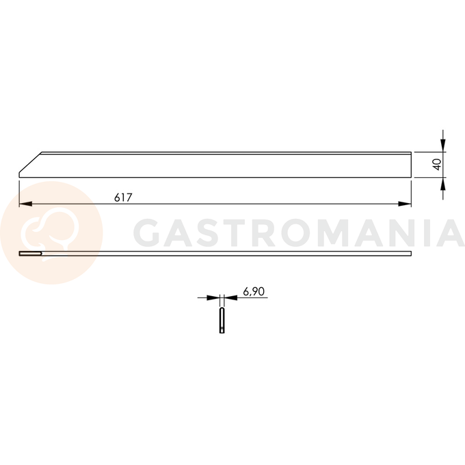 Listwa łącząca wysoka, średnia do urządzeń Stalgast linii 700, 7x617x40 mm | STALGAST, 9700082