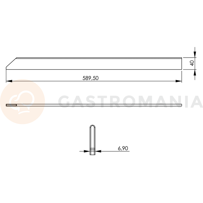 Listwa łącząca wysoka, krótka do urządzeń Stalgast linii 700, 7x589x40 mm | STALGAST, 9700081