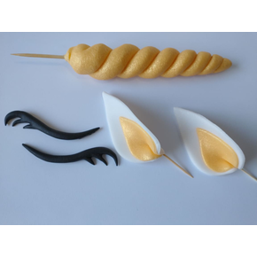 Róg jednorożca, biało-złoty, figurki z cukru 13,5 cm, komplet | MAGMART, RG01