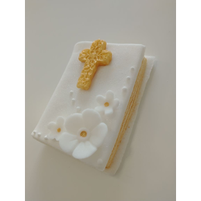 Książeczka komunijna biało-złota, figurka z cukru, 8,3 cm | MAGMART, KOM-TK01