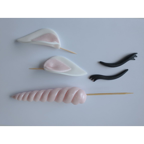 Róg jednorożca, biało-różowy, figurki z cukru 13,5 cm, komplet | MAGMART, RG01