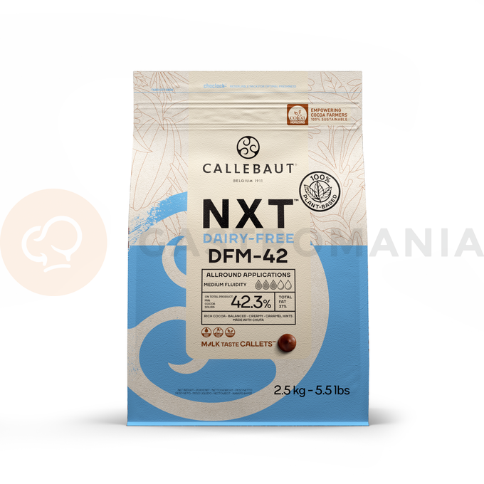 Bezmleczna, wegańska jasna czekolada NXT Dairy-free 42,3%, torba 2,5 kg | CALLEBAUT, CHM-Q42-DFR-E0-U70