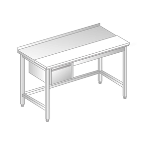 Stół przyścienny ze stali nierdzewnej z płytą do krojenia i szufladą 1900x600x850 mm | DORA METAL, DM-3106