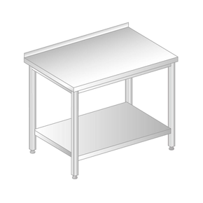 Stół przyścienny z półką ze stali nierdzewnej 800x600x850 mm | DORA METAL, DM-3103
