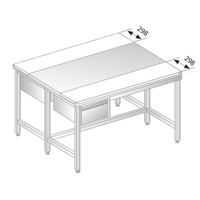 Stół centralny ze stali nierdzewnej z płytami do krojenia i 2 szufladami 1500x1200x850 mm | DORA METAL, DM-3107