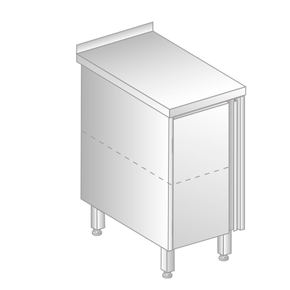 Stół przyścienny ze stali nierdzewnej z szafką 600x600x850 mm | DORA METAL, DM-3108