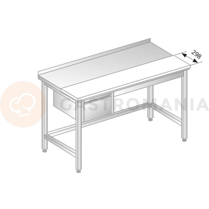 Stół przyścienny ze stali nierdzewnej z płytą do krojenia i szufladą 1200x600x850 mm | DORA METAL, DM-3106