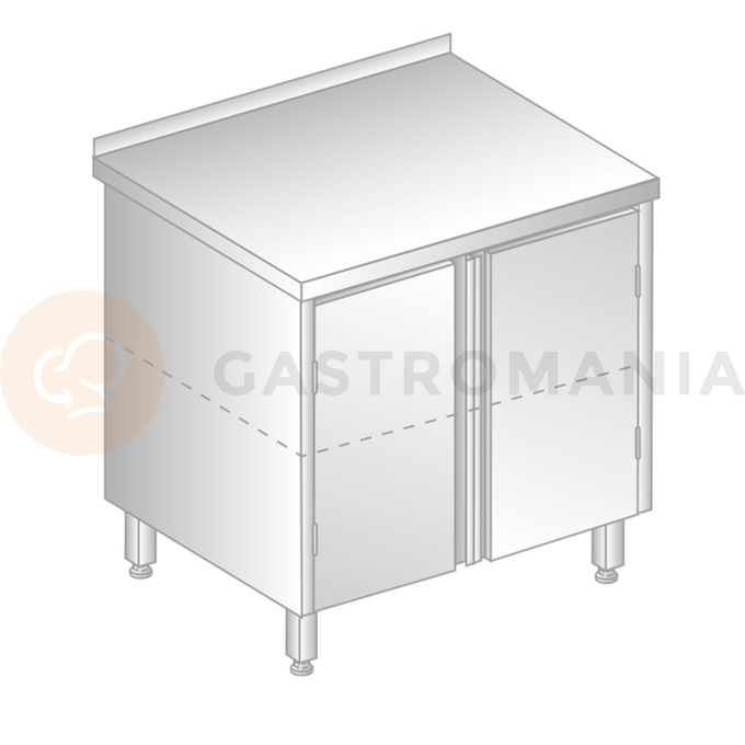 Stół przyścienny ze stali nierdzewnej z szafką 1000x700x850 mm | DORA METAL, DM-3117