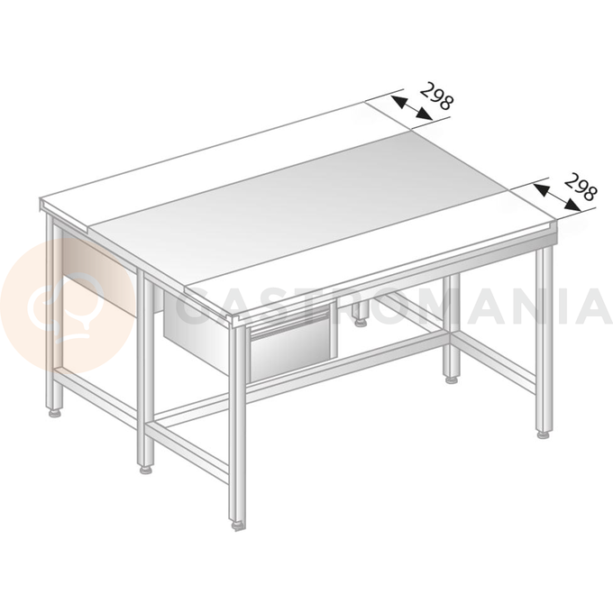 Stół centralny ze stali nierdzewnej z płytami do krojenia i 2 szufladami 1500x1200x850 mm | DORA METAL, DM-3107