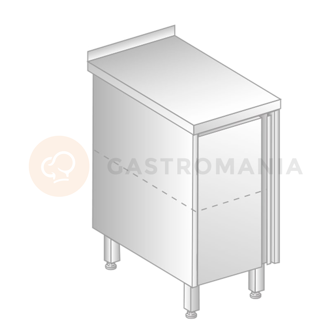 Stół przyścienny ze stali nierdzewnej z szafką 400x700x850 mm | DORA METAL, DM-3108