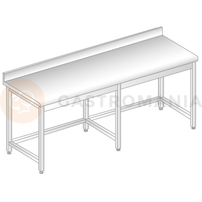 Stół przyścienny ze stali nierdzewnej z rantem puszkowym i kapinosem 2200x700x850 mm | DORA METAL, DM-S-3102