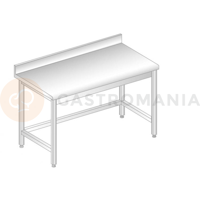 Stół przyścienny ze stali nierdzewnej z rantem puszkowym i kapinosem 900x600x850 mm | DORA METAL, DM-S-3101