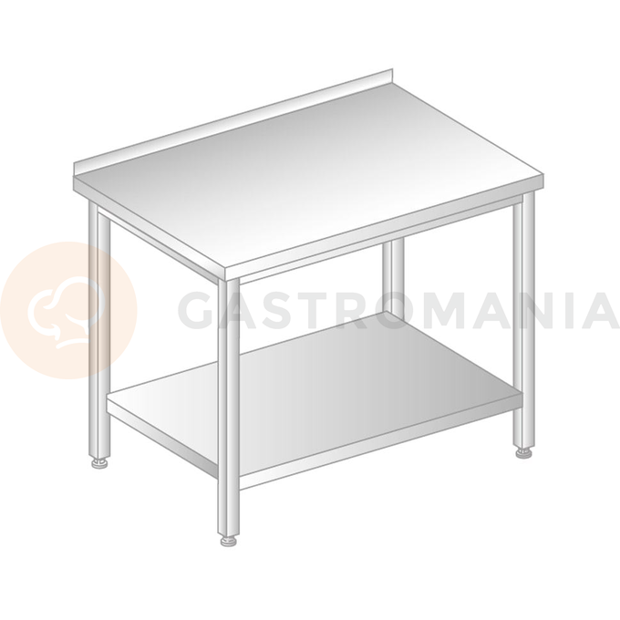 Stół przyścienny z półką ze stali nierdzewnej 1600x600x850 mm | DORA METAL, DM-3103