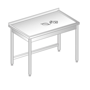 Stół przyścienny ze stali nierdzewnej z otworem na odpadki 1900x600x850 mm | DORA METAL, DM-3228