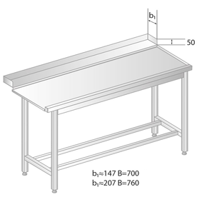 Stół wyładowczy do zmywarek ze stali nierdzewnej 1000x700x850 mm | DORA METAL, DM-3248