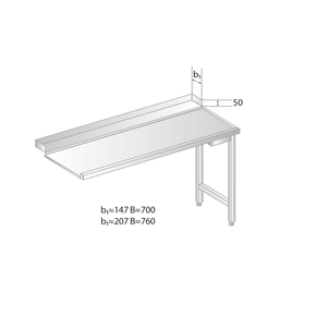 Stół wyładowczy do zmywarek ze stali nierdzewnej 700x760x850 mm | DORA METAL, DM-3265