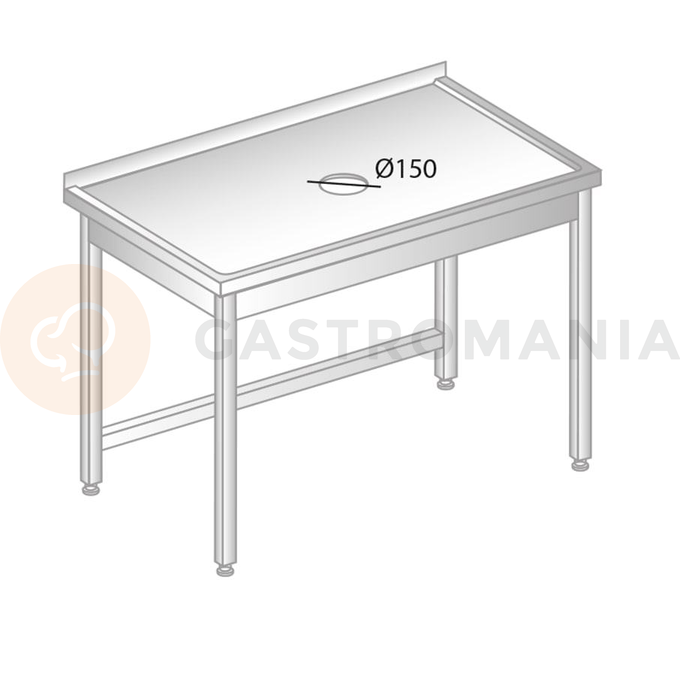 Stół przyścienny ze stali nierdzewnej z otworem na odpadki 1500x700x850 mm | DORA METAL, DM-3228