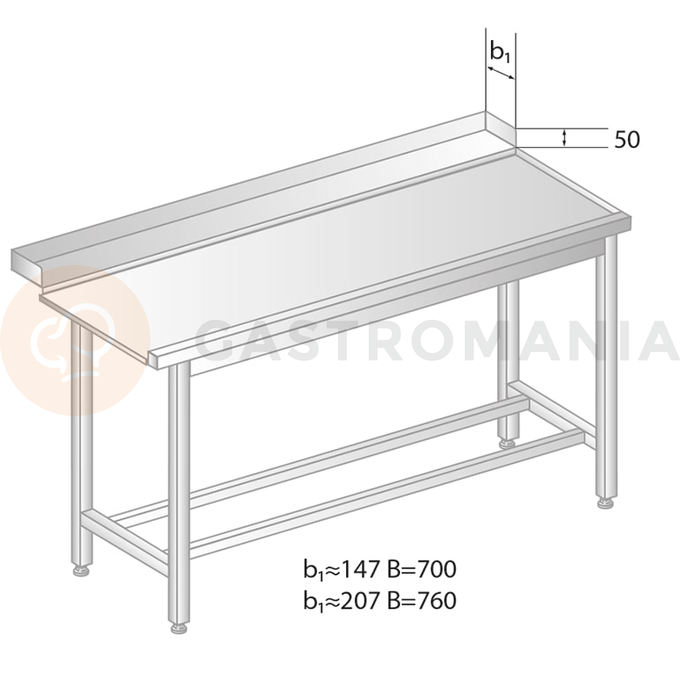 Stół wyładowczy do zmywarek ze stali nierdzewnej 1200x700x850 mm | DORA METAL, DM-3248