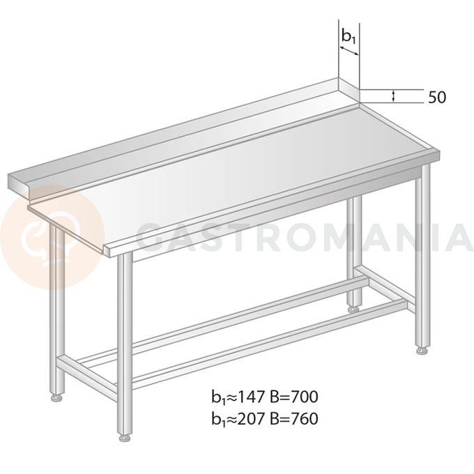 Stół wyładowczy do zmywarek ze stali nierdzewnej 1800x760x850 mm | DORA METAL, DM-3248