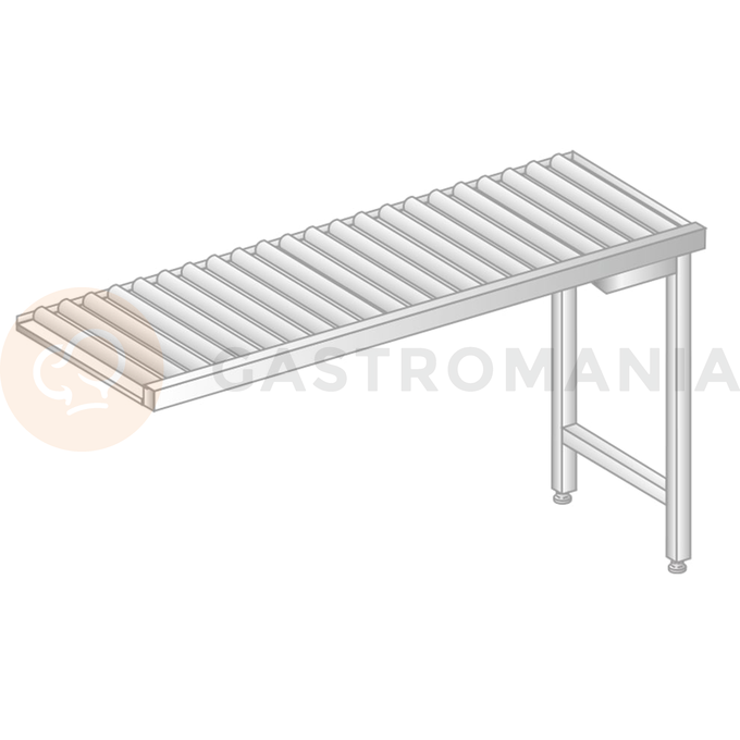 Stół wyładowczy rolkowy do zmywarek ze stali nierdzewnej 1200x634x850 mm | DORA METAL, DM-3277