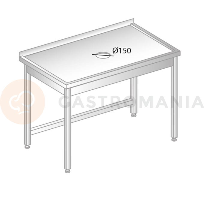 Stół przyścienny ze stali nierdzewnej z otworem na odpadki 1700x600x850 mm | DORA METAL, DM-3228