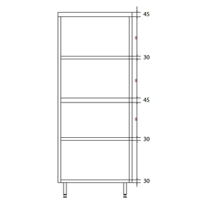 Szafa magazynowa podwójna ze stali nierdzewnej z dzieloną komorą i półkami 1100x500x2000 mm | DORA METAL, DM-3306.01