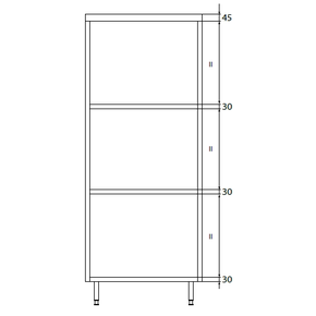 Szafa magazynowa podwójna ze stali nierdzewnej z drzwiami suwanymi i półkami 1100x700x1800 mm | DORA METAL, DM-3305.01