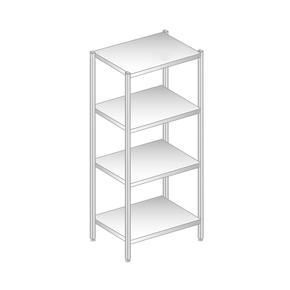 Regał magazynowy ze stali nierdzewnej z czterema półkami 700x500x1800 mm | DORA METAL, DM-3319