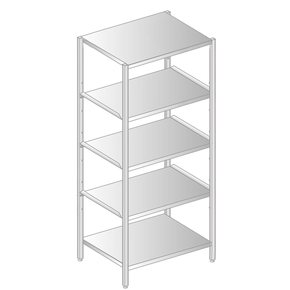 Regał magazynowy ze stali nierdzewnej z półkami przestawnymi 1300x500x2000 mm | DORA METAL, DM-3321