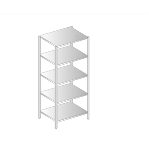 Regał magazynowy ze stali nierdzewnej z pięcioma półkami 1000x400x2000 mm | DORA METAL, DM-3320