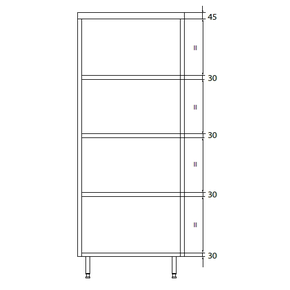 Szafa przelotowa podwójna ze stali nierdzewnej z półkami 1100x700x1800 mm | DORA METAL, DM-3334.02