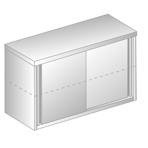Szafka wisząca przelotowa nastawiana ze stali nierdzewnej z drzwiami suwanymi 1400x400x600 mm | DORA METAL, DM-3316 P