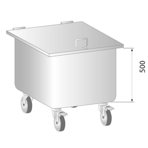 Pojemnik jezdny na odpadki ze stali nierdzewnej 60 l, 400x500x650 mm | DORA METAL, DM-3410