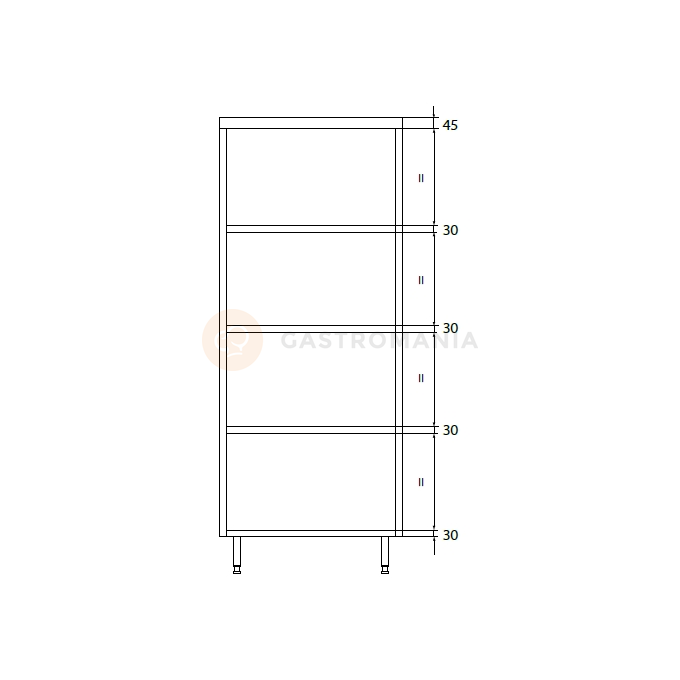 Szafa magazynowa podwójna ze stali nierdzewnej z drzwiami suwanymi i półkami 900x600x2000 mm | DORA METAL, DM-3305.02