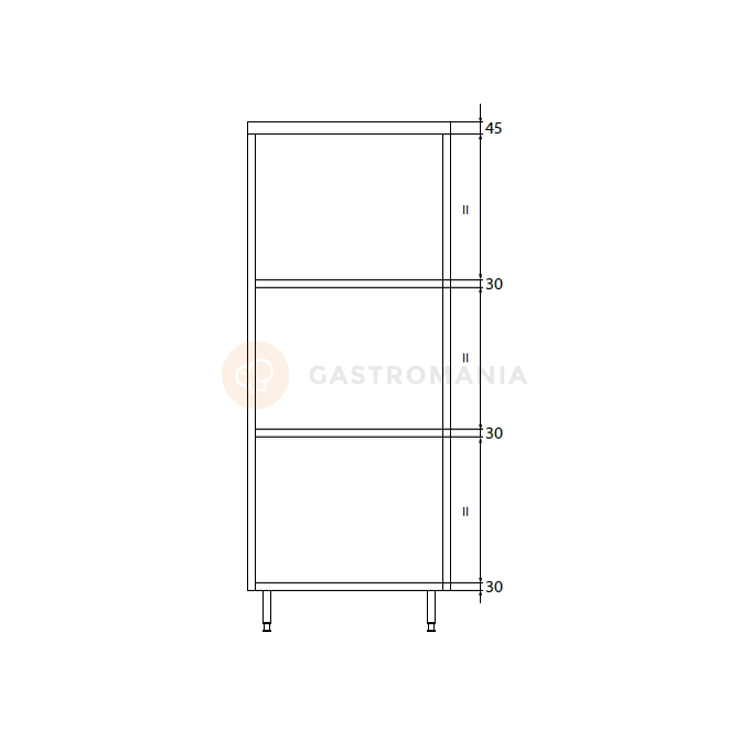 Szafa przelotowa podwójna ze stali nierdzewnej z półkami 1200x700x1800 mm | DORA METAL, DM-3334.01