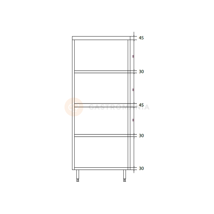 Szafa magazynowa podwójna ze stali nierdzewnej z dzieloną komorą i półkami 900x600x1800 mm | DORA METAL, DM-3306.01