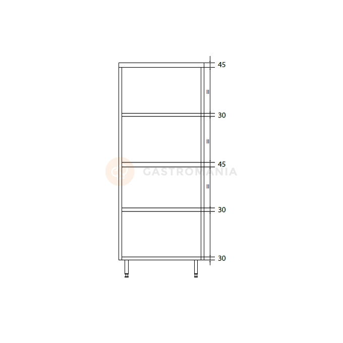 Szafa magazynowa podwójna ze stali nierdzewnej z drzwiami suwanymi, dzieloną komorą i półkami 1000x600x2000 mm | DORA METAL, DM-3308.01