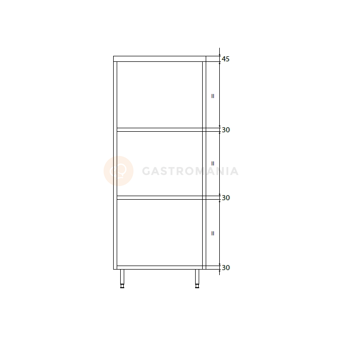 Szafa magazynowa podwójna ze stali nierdzewnej z drzwiami suwanymi i półkami 900x500x2000 mm | DORA METAL, DM-3305.01