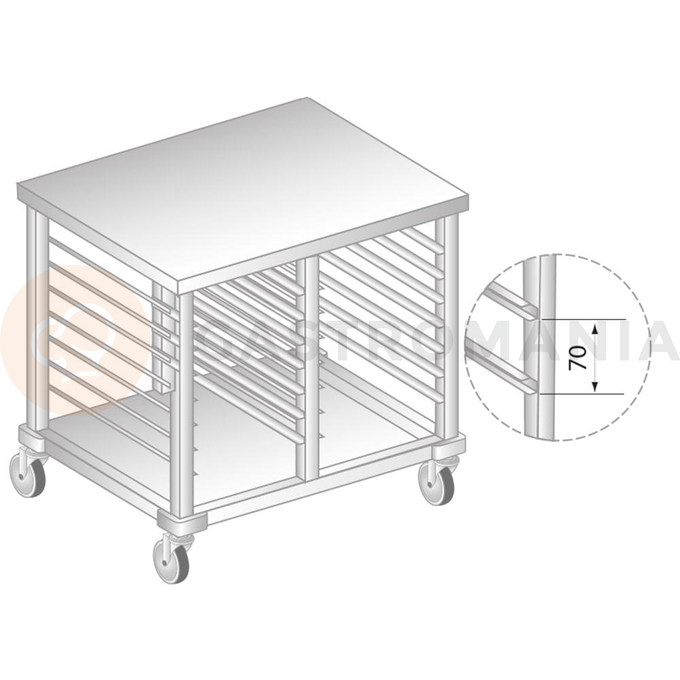 Wózek do transportu pojemników GN ze stali nierdzewnej 790x600x850 mm | DORA METAL, DM-3419