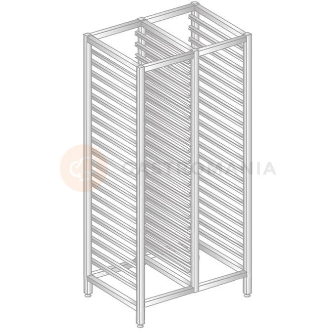 Regał podwójny ze stali nierdzewnej na pojemniki, tace i blachy 1170x660x1800 mm | DORA METAL, DM-3323 S