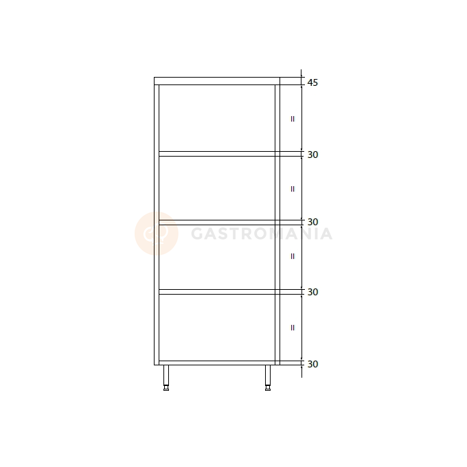 Szafa przelotowa podwójna ze stali nierdzewnej z półkami 1000x700x2000 mm | DORA METAL, DM-3334.02