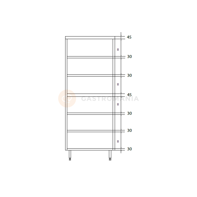 Szafa magazynowa podwójna ze stali nierdzewnej z drzwiami suwanymi, dzieloną komorą i półkami 1300x600x1800 mm | DORA METAL, DM-3308.02